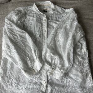 Anthropologie White Textured Blouse